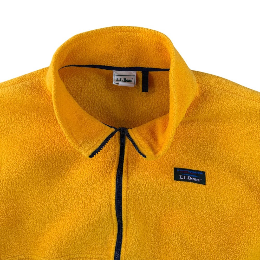 Vintage L.L. Bean Fleece‎ Jacket Womens XL Yellow Katahdin Mountain Patch Hiking